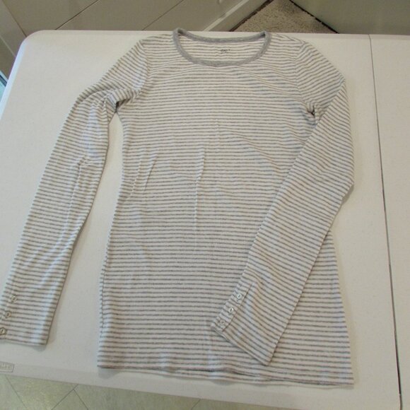 Gap Gray/White Striped Cotton StretchThermal Tee Small - Picture 10 of 16